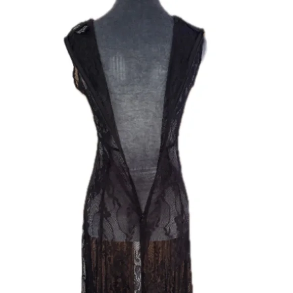 Vintage Forever 21 Low Cut Plunge Neck Line Lace Maxi Dress Sz S - Picture 3 of 5